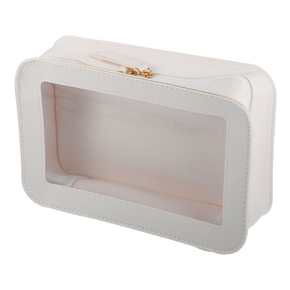 1 Pcs Portable Travel Transparent Makeup Toiletry Organizer Bag White